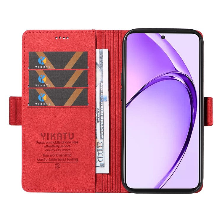 YIKATU YK-005 For Oppo A3 Pro (Global) 5G Case PU Leather Wallet Phone Cover Skin Touch Feeling - Red