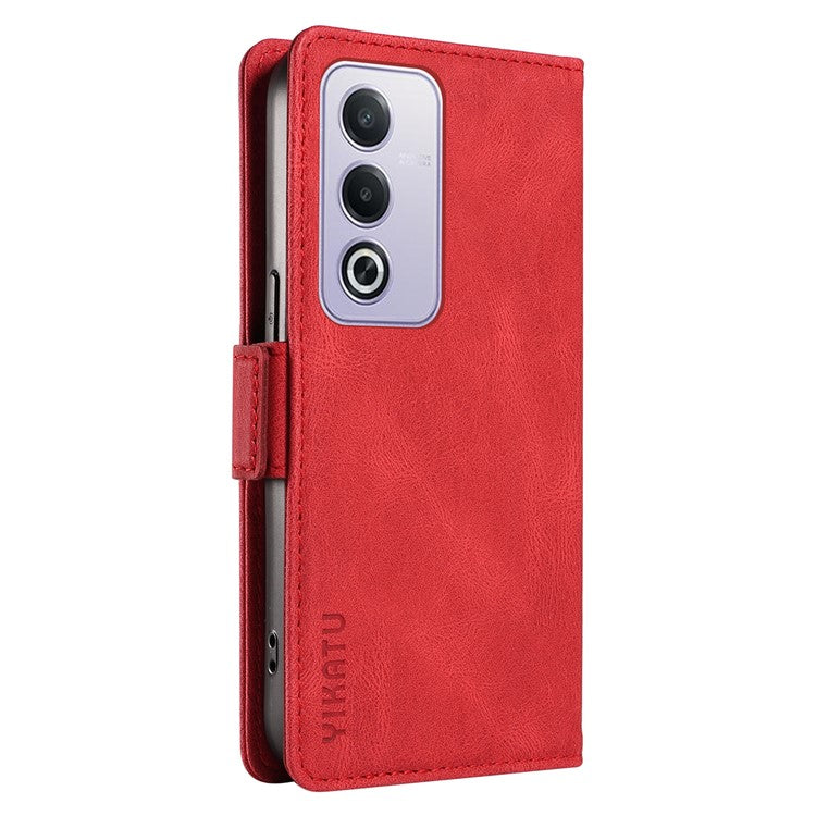 YIKATU YK-005 For Oppo A3 Pro (Global) 5G Case PU Leather Wallet Phone Cover Skin Touch Feeling - Red