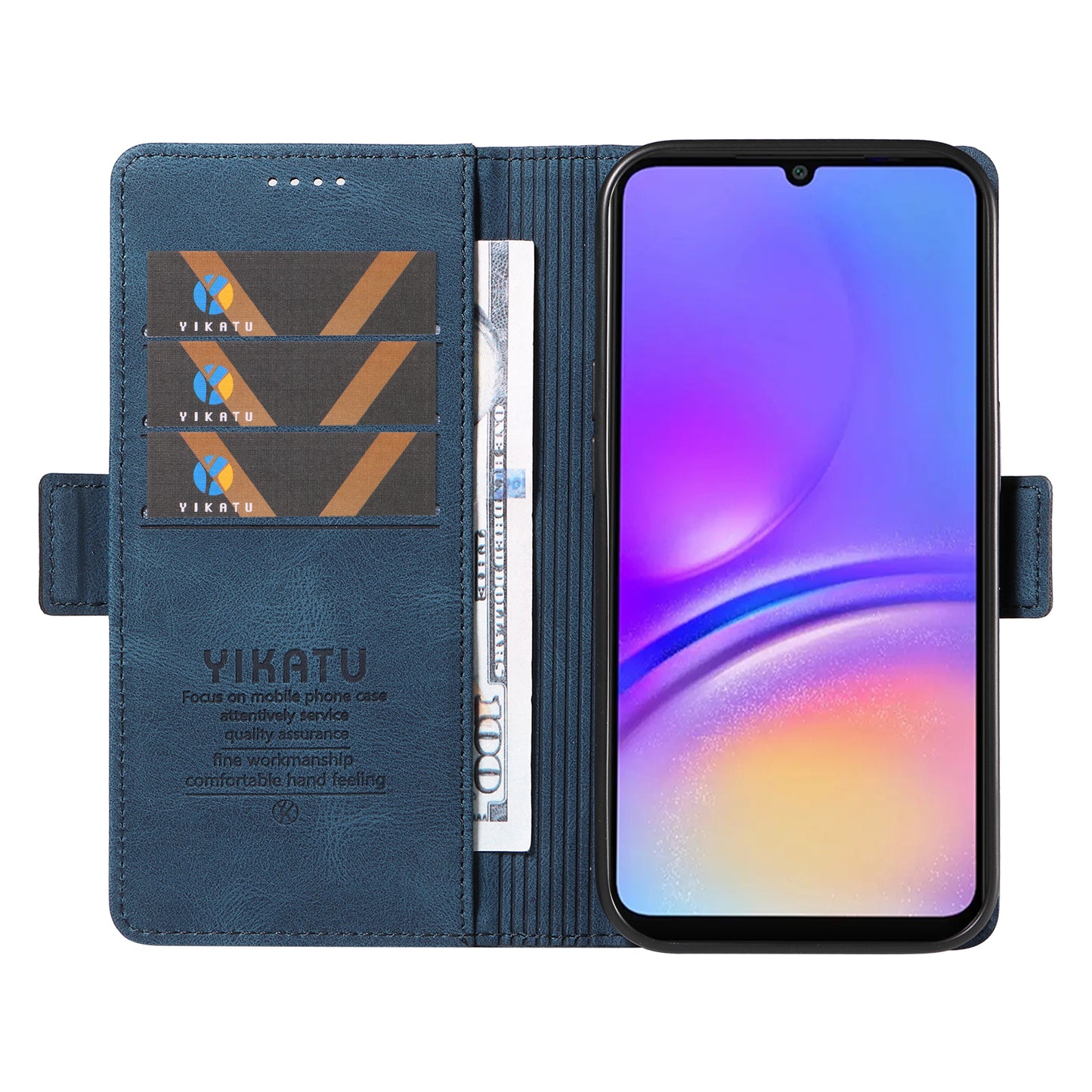 YIKATU YK-005 For Samsung Galaxy A06 Case PU Leather Wallet Phone Cover Skin Touch Feeling - Blue