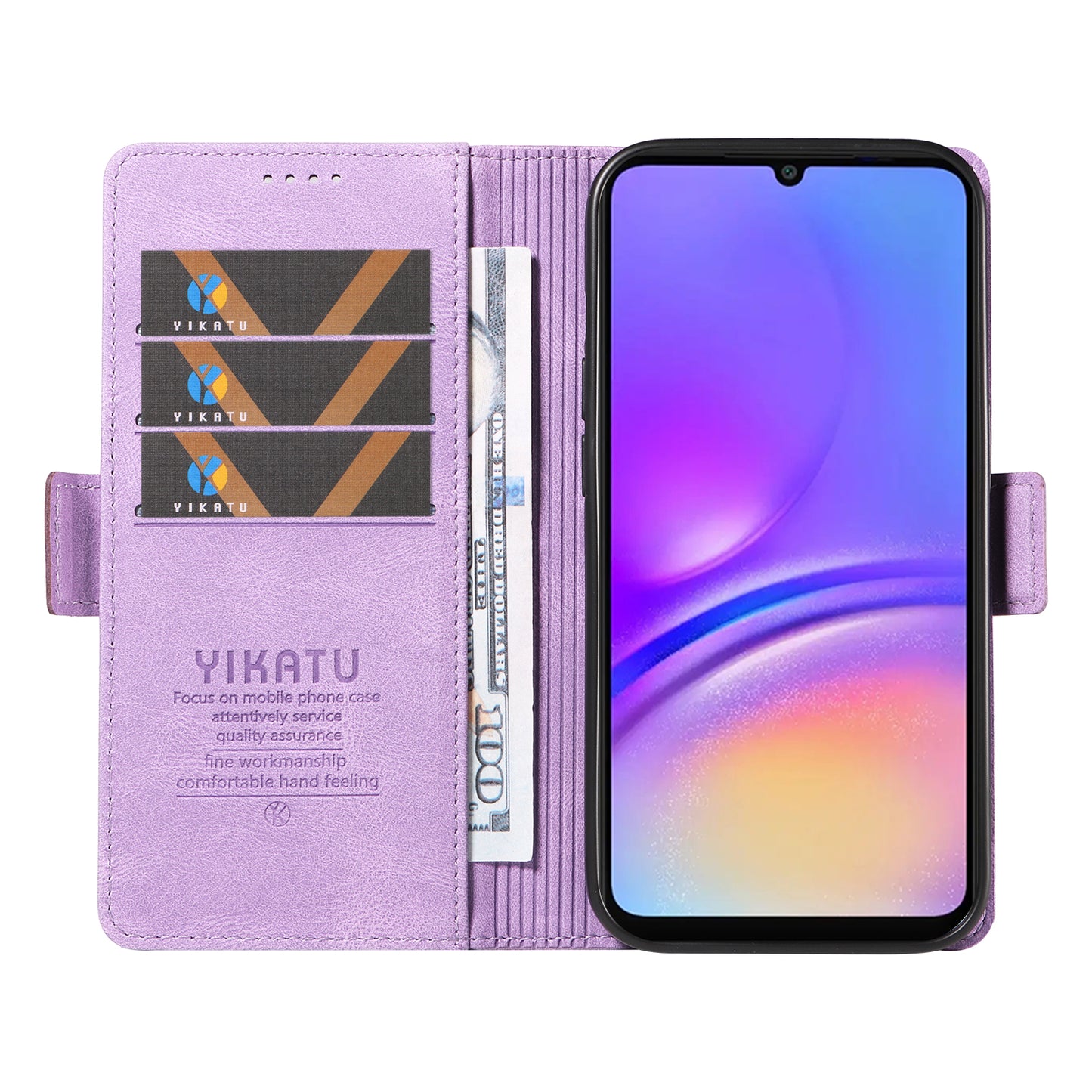 YIKATU YK-005 For Samsung Galaxy A06 Case PU Leather Wallet Phone Cover Skin Touch Feeling - Purple