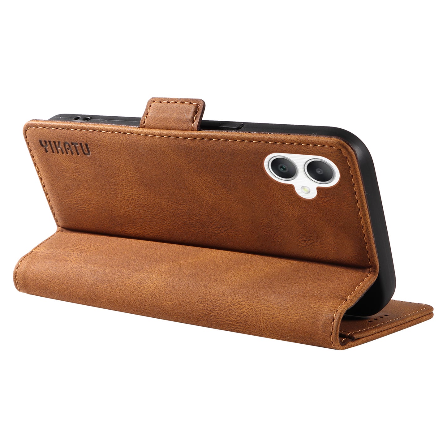YIKATU YK-005 For Samsung Galaxy A06 Case PU Leather Wallet Phone Cover Skin Touch Feeling - Brown