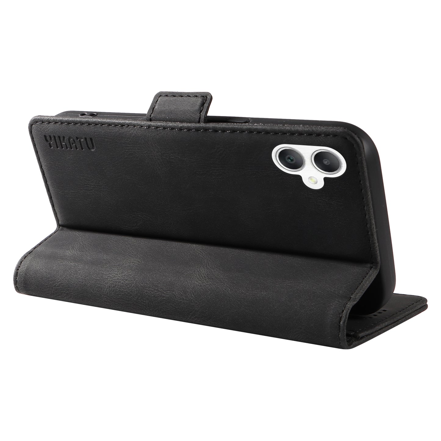 YIKATU YK-005 For Samsung Galaxy A06 Case PU Leather Wallet Phone Cover Skin Touch Feeling - Black
