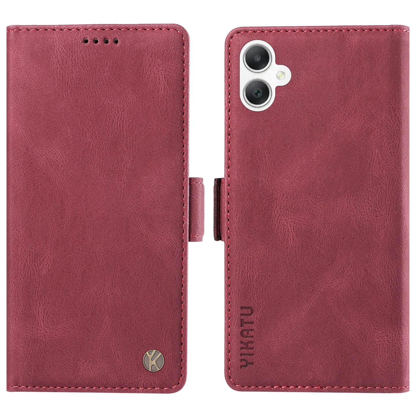 YIKATU YK-005 For Samsung Galaxy A06 Case PU Leather Wallet Phone Cover Skin Touch Feeling - Wine Red
