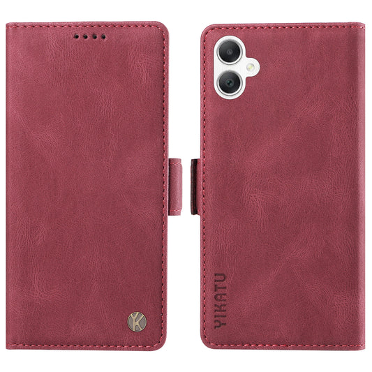 YIKATU YK-005 For Samsung Galaxy A06 Case PU Leather Wallet Phone Cover Skin Touch Feeling - Wine Red