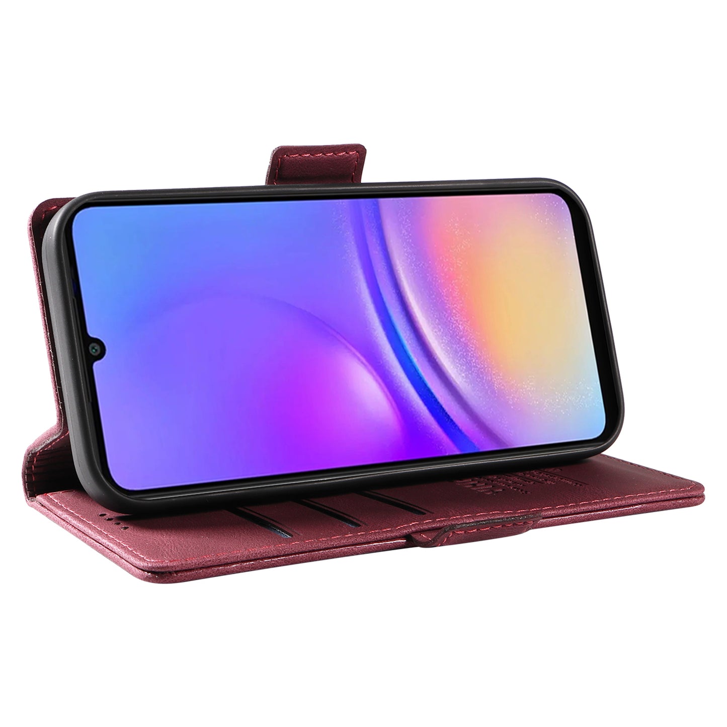 YIKATU YK-005 For Samsung Galaxy A06 Case PU Leather Wallet Phone Cover Skin Touch Feeling - Wine Red