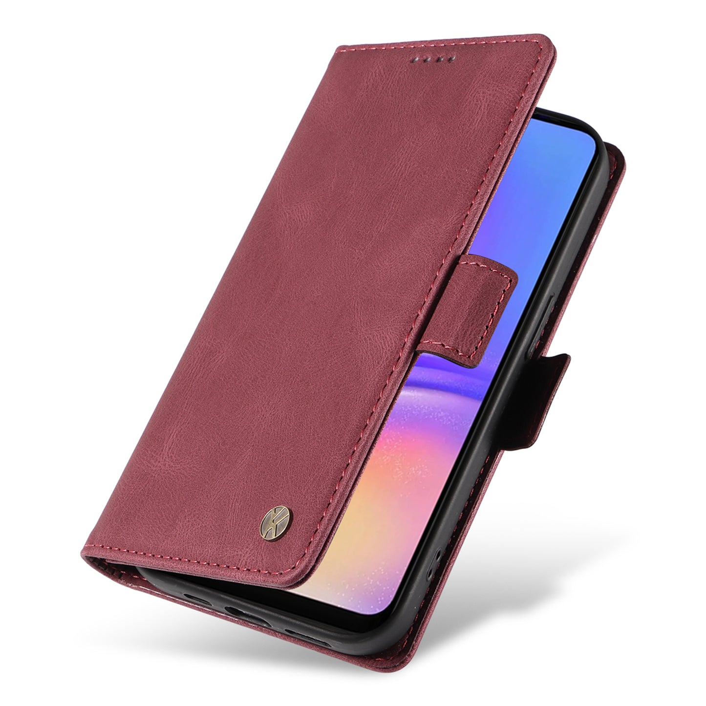 YIKATU YK-005 For Samsung Galaxy A06 Case PU Leather Wallet Phone Cover Skin Touch Feeling - Wine Red
