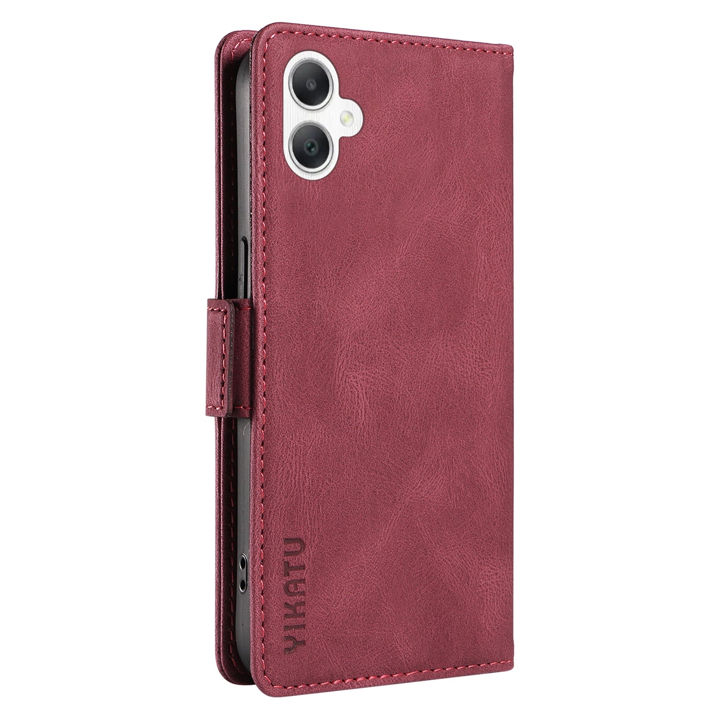 YIKATU YK-005 For Samsung Galaxy A06 Case PU Leather Wallet Phone Cover Skin Touch Feeling - Wine Red