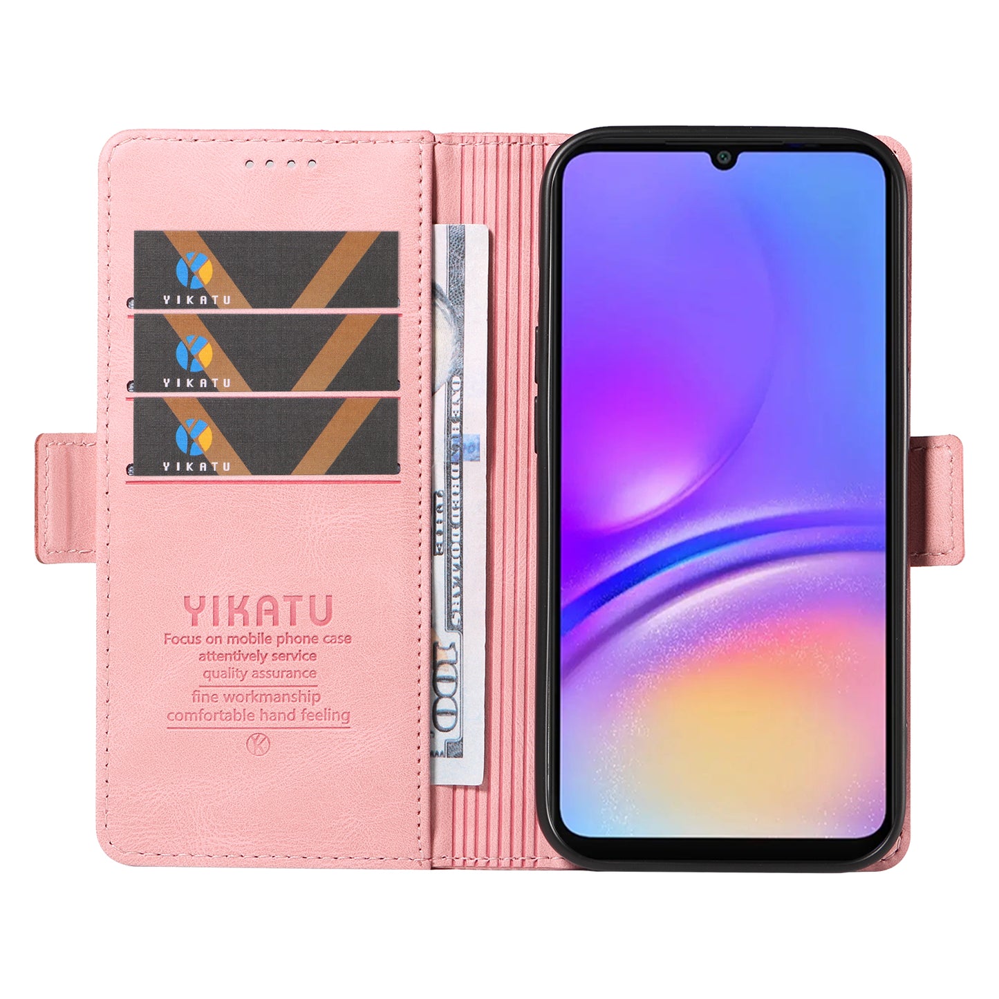 YIKATU YK-005 For Samsung Galaxy A06 Case PU Leather Wallet Phone Cover Skin Touch Feeling - Pink
