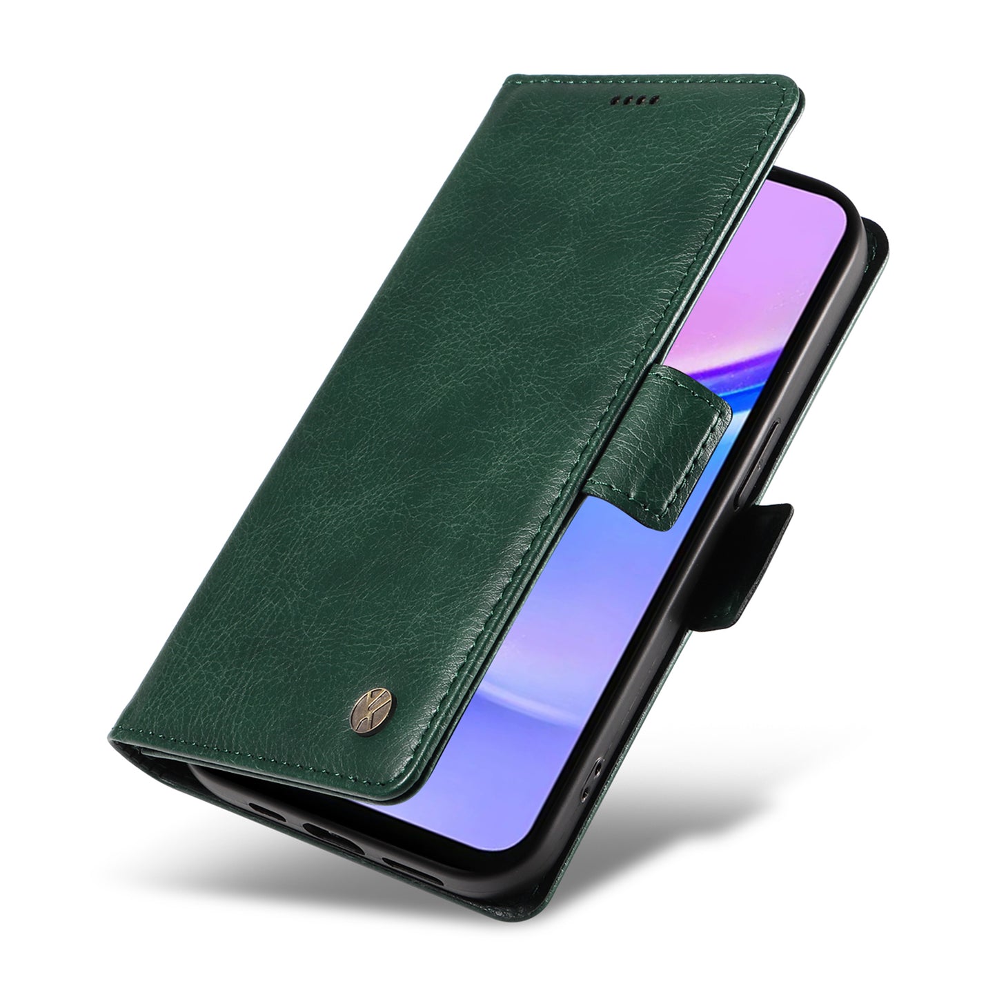 YIKATU YK-007 For Samsung Galaxy A16 5G / A16 4G Case Side Buckle PU Leather Phone Cover Litchi Texture - Green