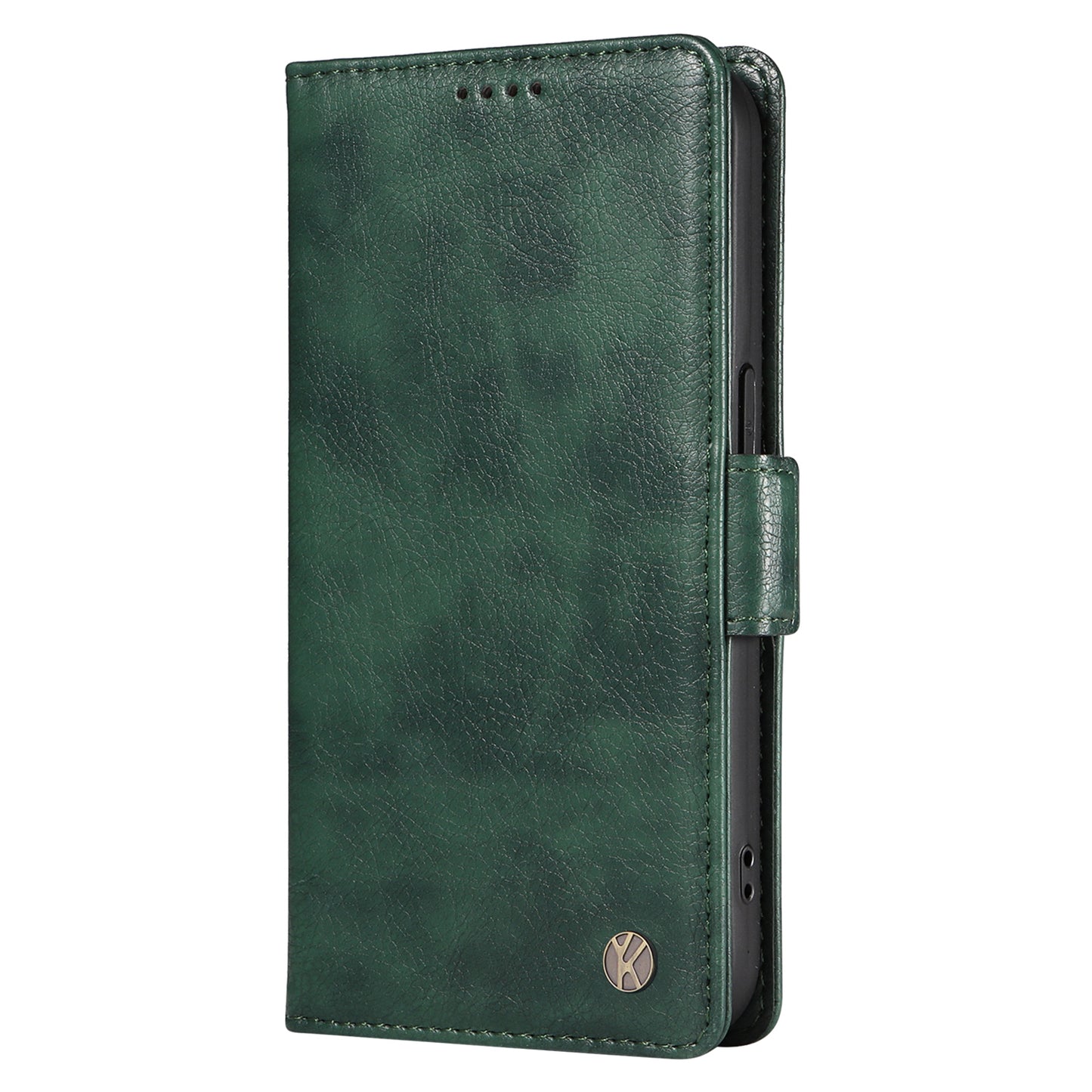 YIKATU YK-007 For Samsung Galaxy A16 5G / A16 4G Case Side Buckle PU Leather Phone Cover Litchi Texture - Green