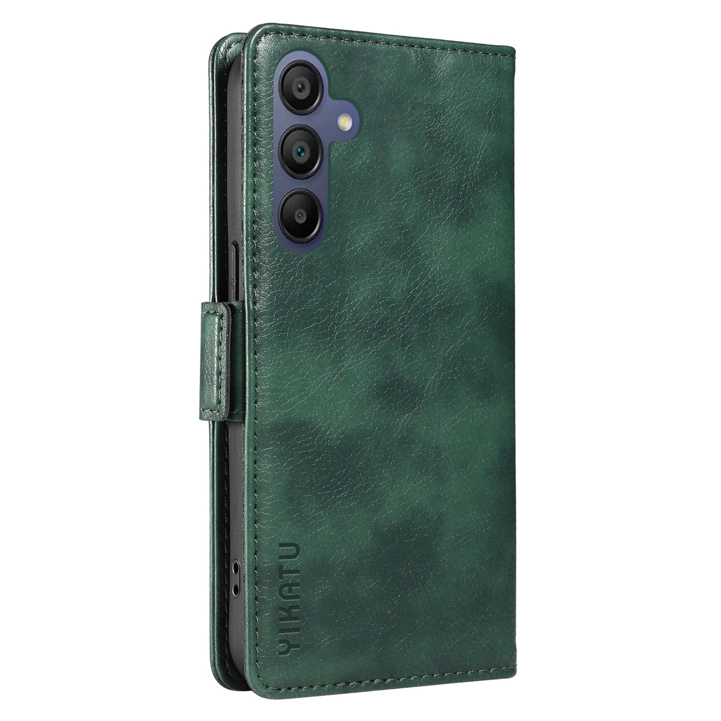 YIKATU YK-007 For Samsung Galaxy A16 5G / A16 4G Case Side Buckle PU Leather Phone Cover Litchi Texture - Green