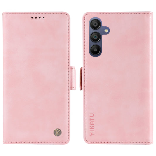 YIKATU YK-007 For Samsung Galaxy A16 5G / A16 4G Case Side Buckle PU Leather Phone Cover Litchi Texture - Pink