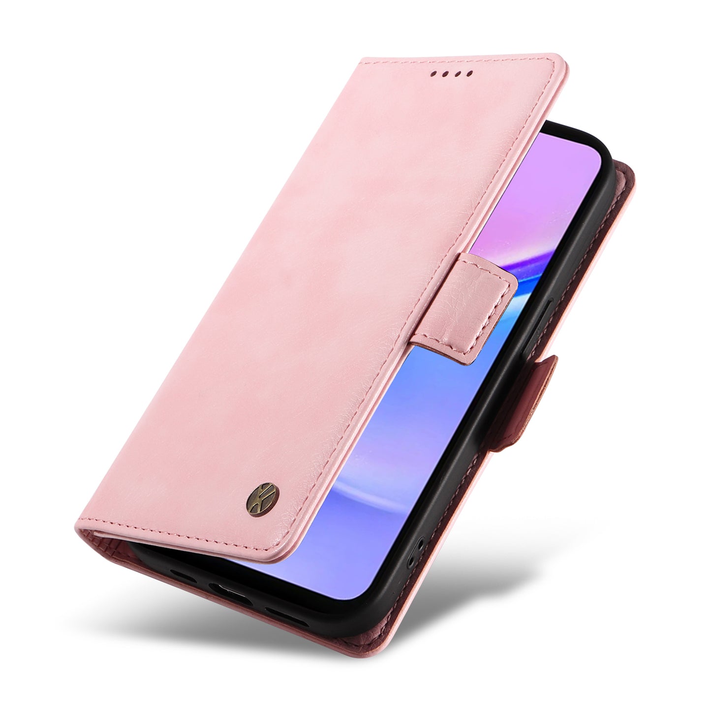YIKATU YK-007 For Samsung Galaxy A16 5G / A16 4G Case Side Buckle PU Leather Phone Cover Litchi Texture - Pink