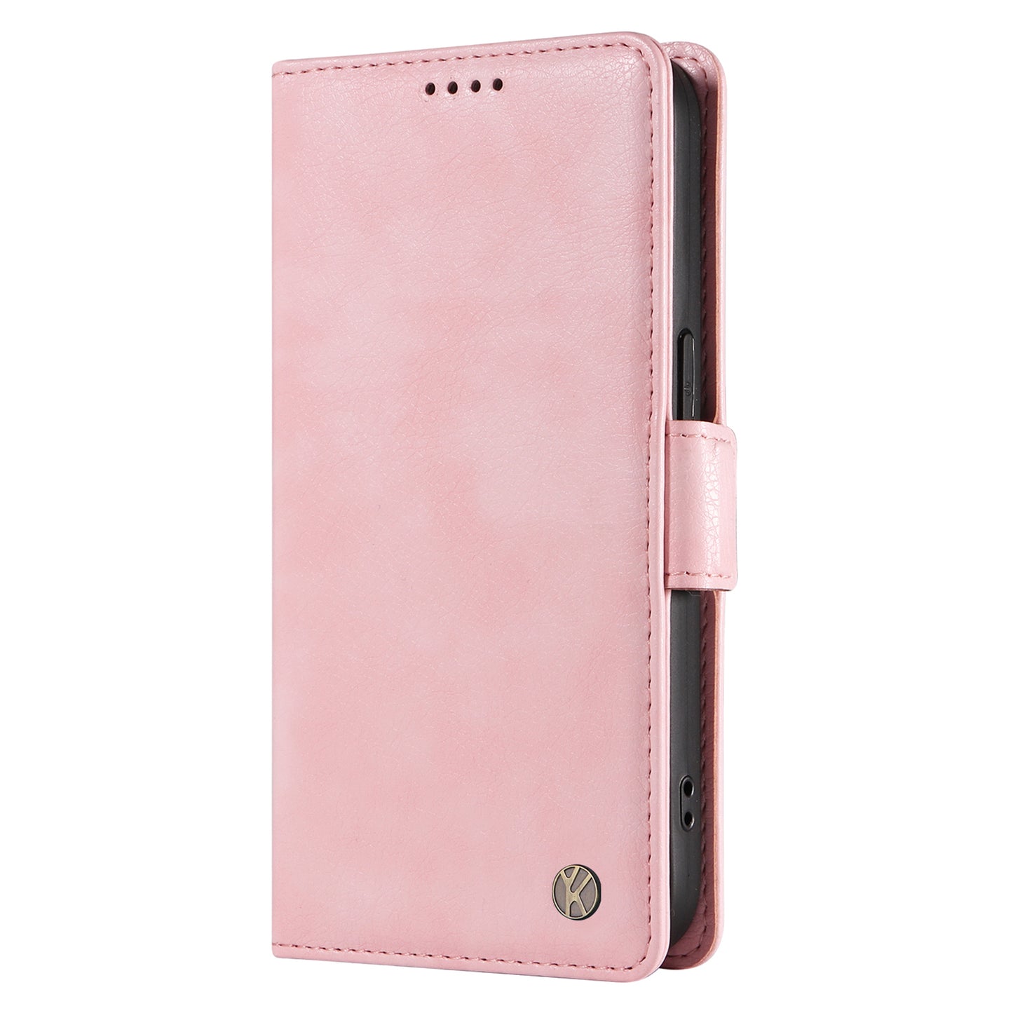 YIKATU YK-007 For Samsung Galaxy A16 5G / A16 4G Case Side Buckle PU Leather Phone Cover Litchi Texture - Pink