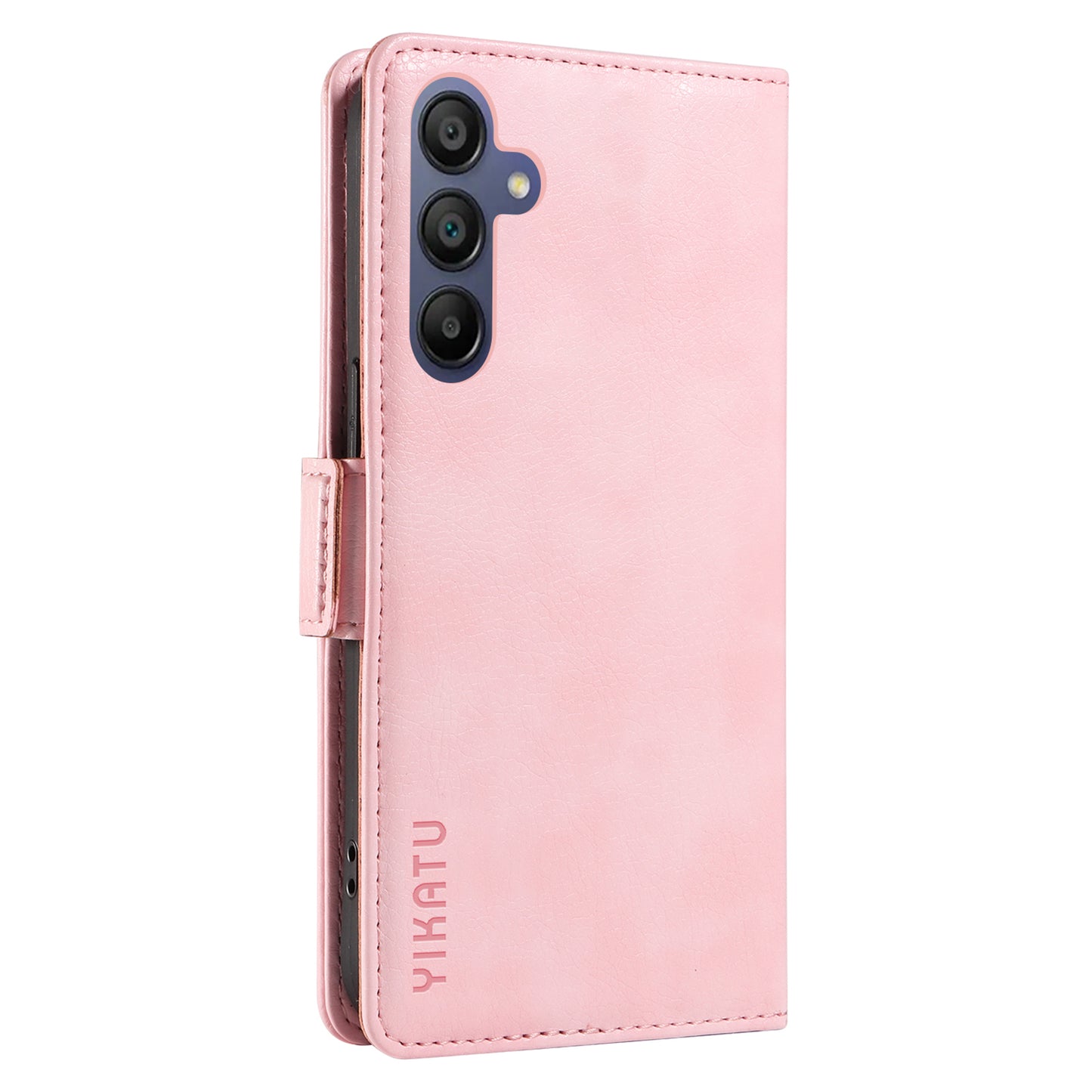 YIKATU YK-007 For Samsung Galaxy A16 5G / A16 4G Case Side Buckle PU Leather Phone Cover Litchi Texture - Pink