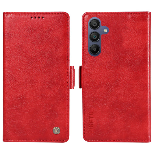 YIKATU YK-007 For Samsung Galaxy A16 5G / A16 4G Case Side Buckle PU Leather Phone Cover Litchi Texture - Red