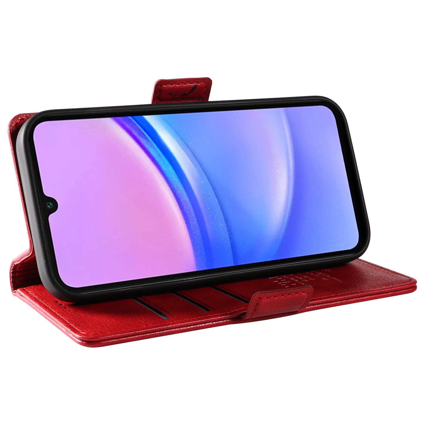 YIKATU YK-007 For Samsung Galaxy A16 5G / A16 4G Case Side Buckle PU Leather Phone Cover Litchi Texture - Red