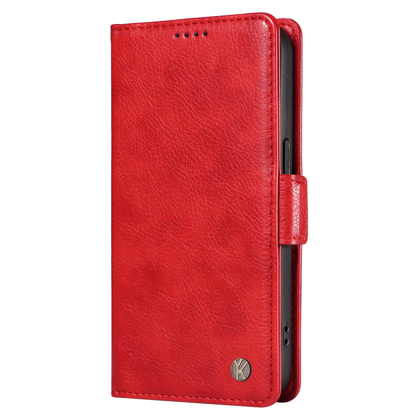 YIKATU YK-007 For Samsung Galaxy A16 5G / A16 4G Case Side Buckle PU Leather Phone Cover Litchi Texture - Red