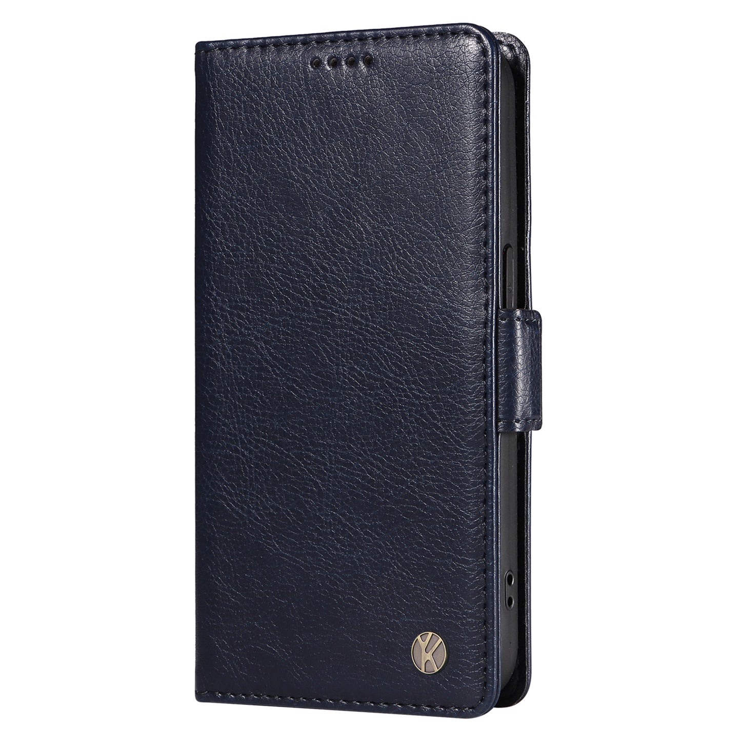 YIKATU YK-007 For Samsung Galaxy A16 5G / A16 4G Case Side Buckle PU Leather Phone Cover Litchi Texture - Navy Blue