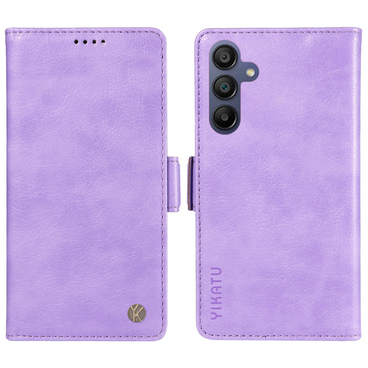 YIKATU YK-007 For Samsung Galaxy A16 5G / A16 4G Case Side Buckle PU Leather Phone Cover Litchi Texture - Purple