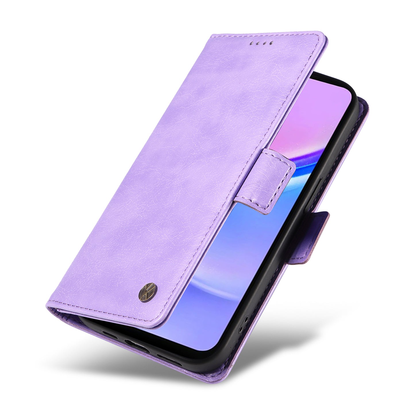 YIKATU YK-007 For Samsung Galaxy A16 5G / A16 4G Case Side Buckle PU Leather Phone Cover Litchi Texture - Purple