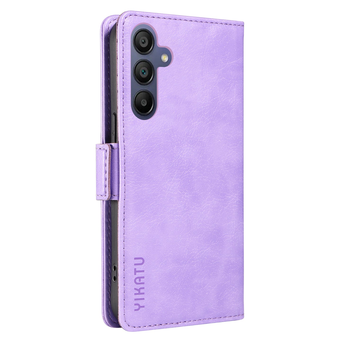 YIKATU YK-007 For Samsung Galaxy A16 5G / A16 4G Case Side Buckle PU Leather Phone Cover Litchi Texture - Purple