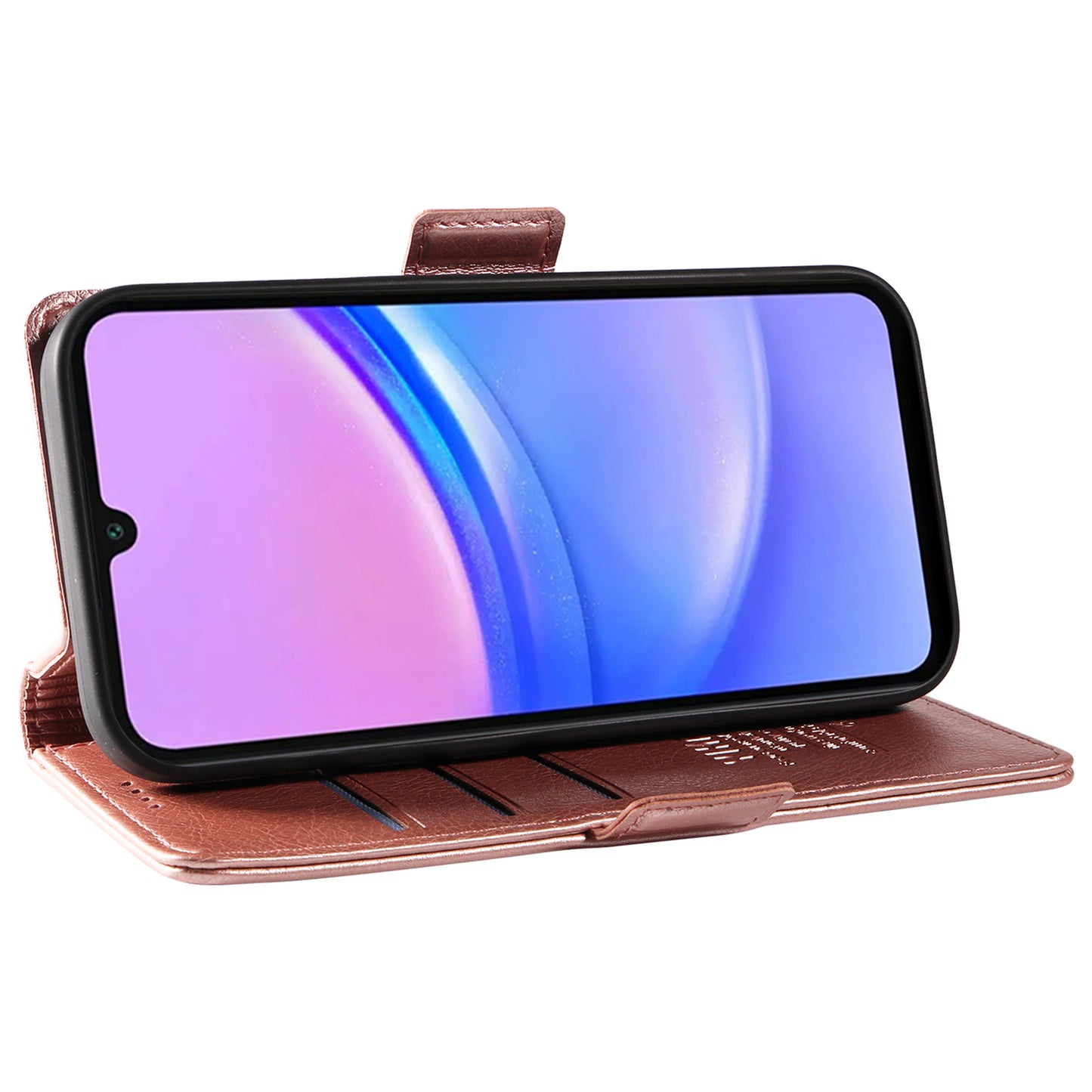 YIKATU YK-007 For Samsung Galaxy A16 5G / A16 4G Case Side Buckle PU Leather Phone Cover Litchi Texture - Rose Gold