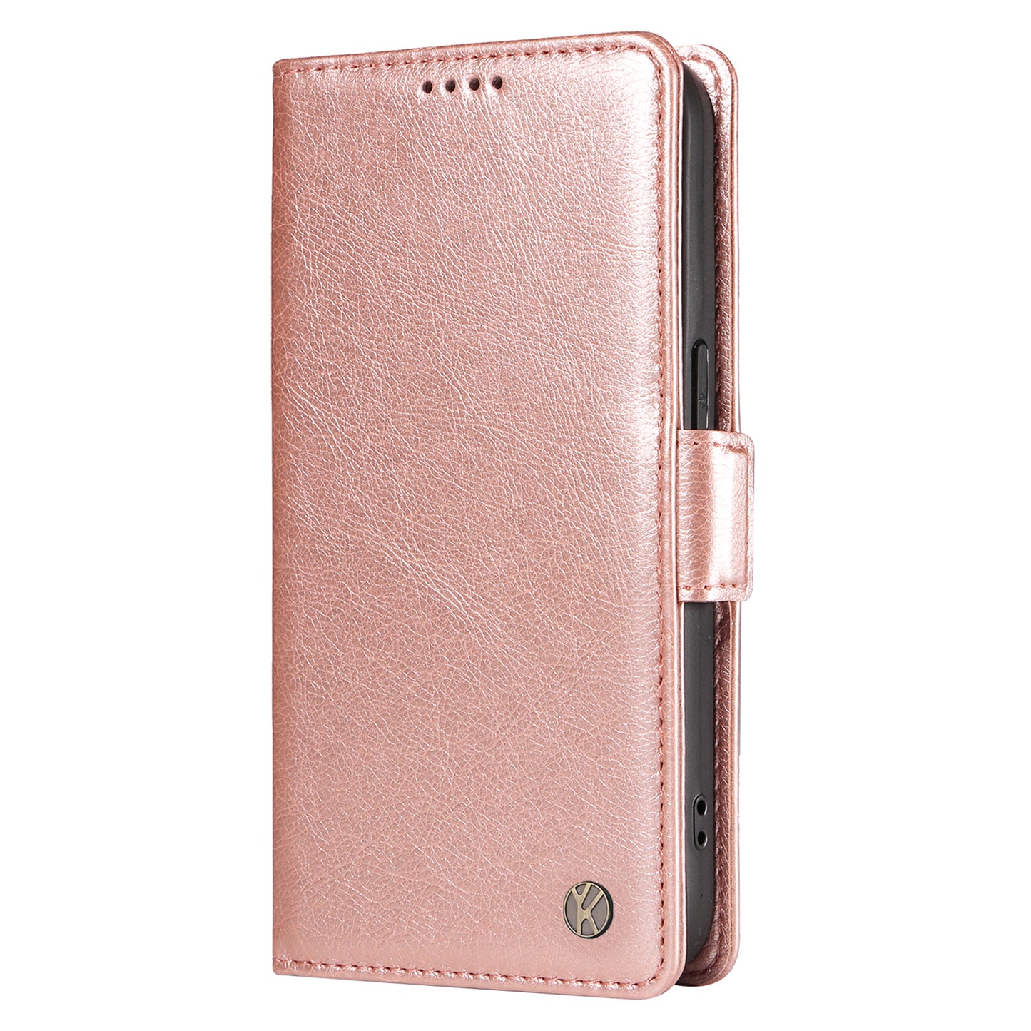 YIKATU YK-007 For Samsung Galaxy A16 5G / A16 4G Case Side Buckle PU Leather Phone Cover Litchi Texture - Rose Gold