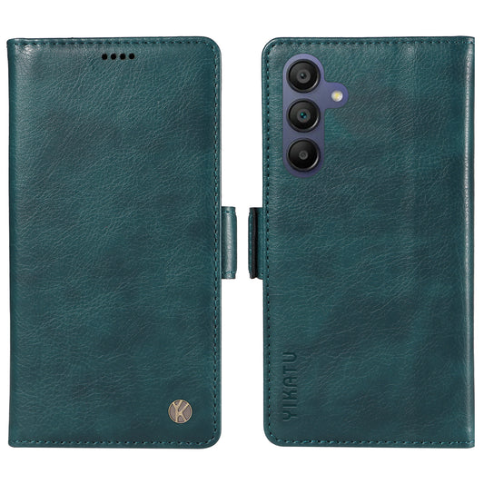 YIKATU YK-007 For Samsung Galaxy A16 5G / A16 4G Case Side Buckle PU Leather Phone Cover Litchi Texture - Blue