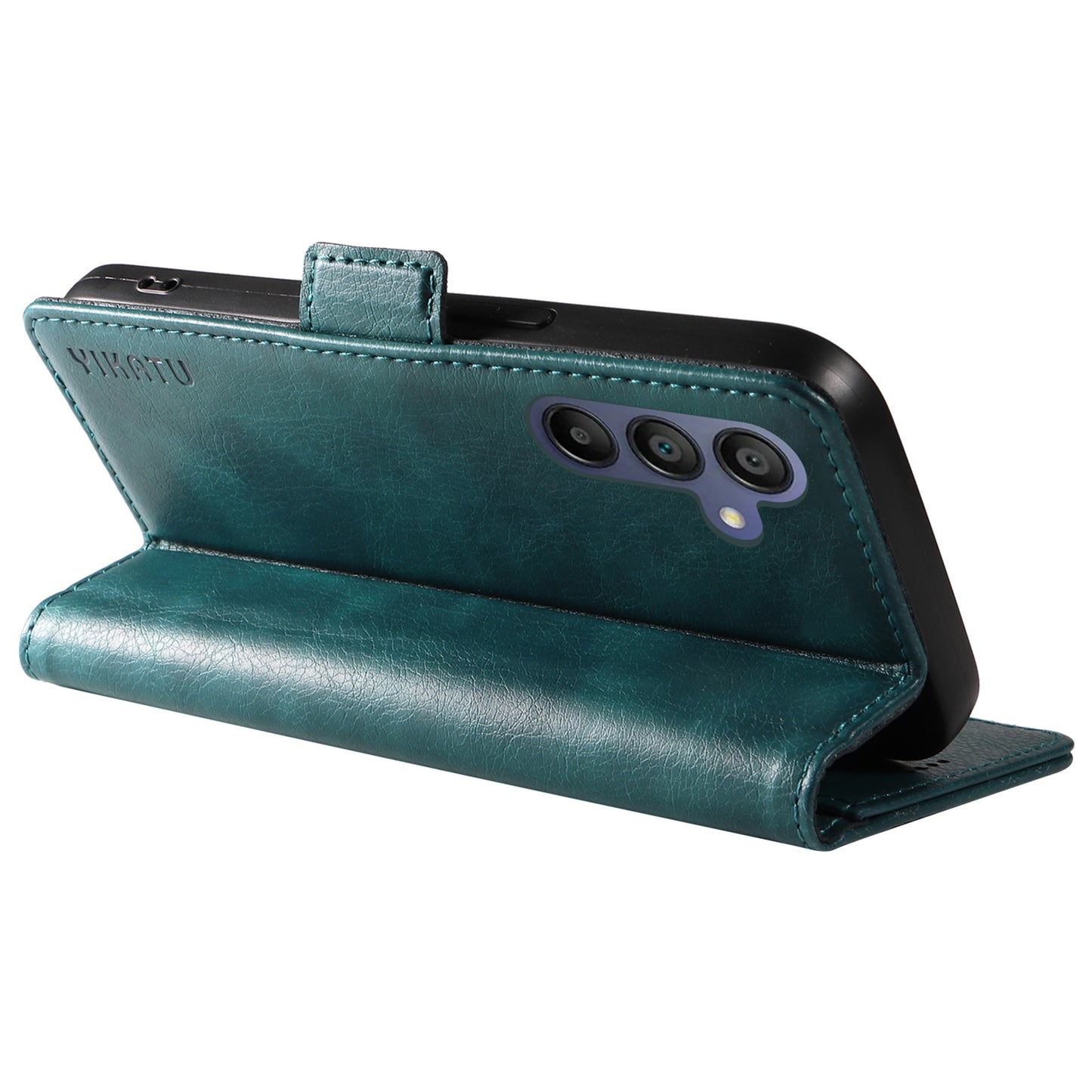 YIKATU YK-007 For Samsung Galaxy A16 5G / A16 4G Case Side Buckle PU Leather Phone Cover Litchi Texture - Blue