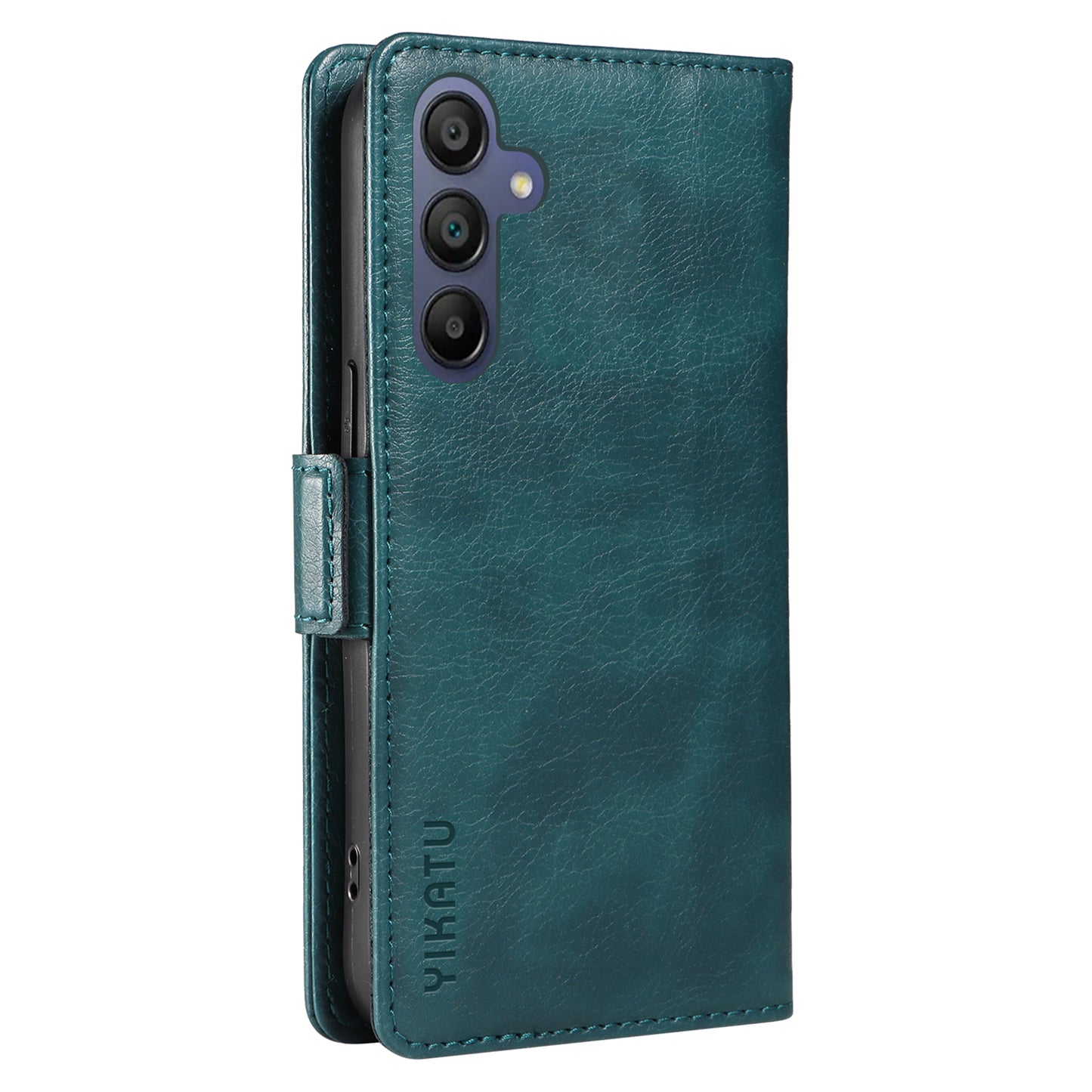 YIKATU YK-007 For Samsung Galaxy A16 5G / A16 4G Case Side Buckle PU Leather Phone Cover Litchi Texture - Blue