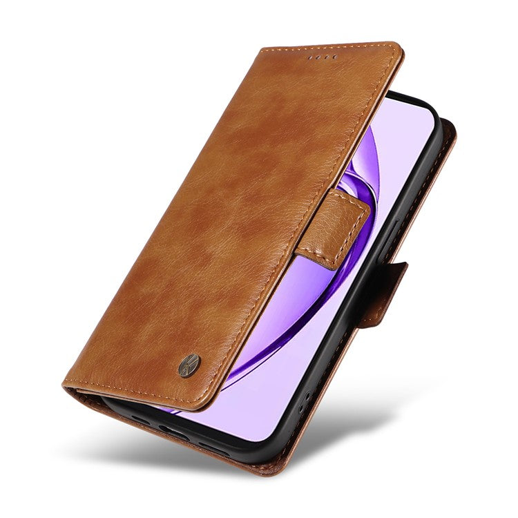 YIKATU YK-007 For Oppo A3 Pro (Global) 5G Case Side Buckle PU Leather Phone Cover Litchi Texture - Brown