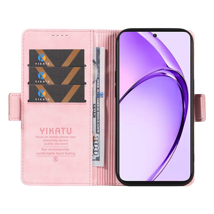 YIKATU YK-007 For Oppo A3 Pro (Global) 5G Case Side Buckle PU Leather Phone Cover Litchi Texture - Pink