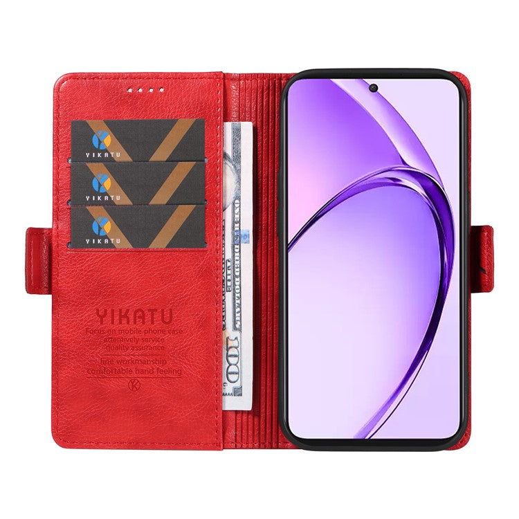 YIKATU YK-007 For Oppo A3 Pro (Global) 5G Case Side Buckle PU Leather Phone Cover Litchi Texture - Red