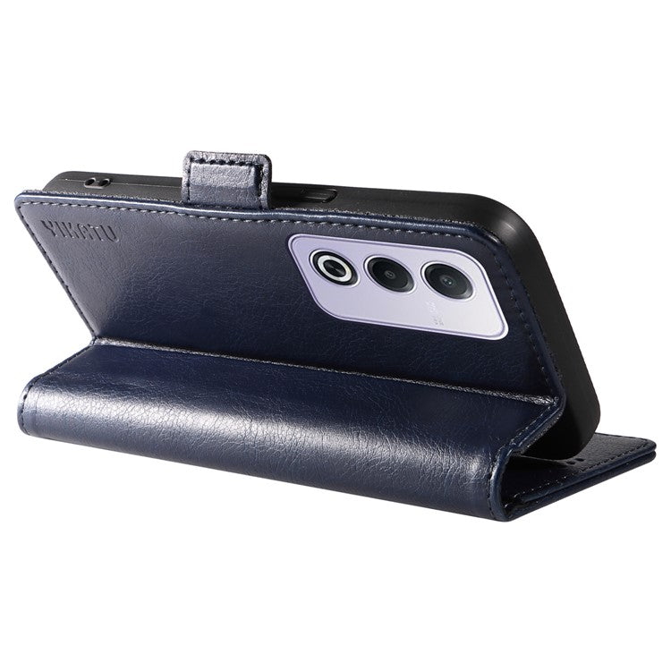 YIKATU YK-007 For Oppo A3 Pro (Global) 5G Case Side Buckle PU Leather Phone Cover Litchi Texture - Navy Blue