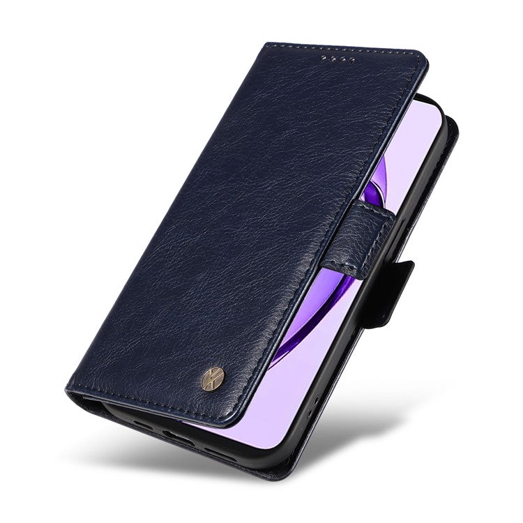 YIKATU YK-007 For Oppo A3 Pro (Global) 5G Case Side Buckle PU Leather Phone Cover Litchi Texture - Navy Blue