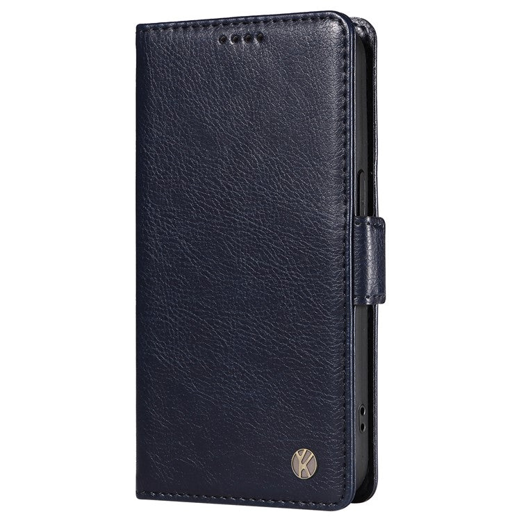 YIKATU YK-007 For Oppo A3 Pro (Global) 5G Case Side Buckle PU Leather Phone Cover Litchi Texture - Navy Blue