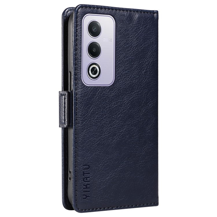 YIKATU YK-007 For Oppo A3 Pro (Global) 5G Case Side Buckle PU Leather Phone Cover Litchi Texture - Navy Blue