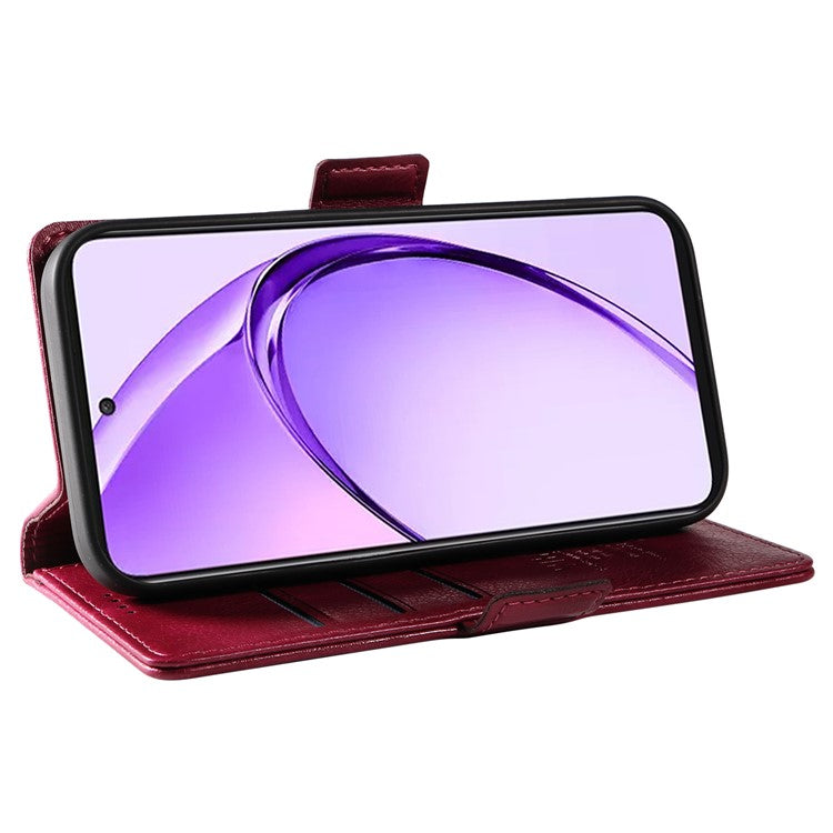YIKATU YK-007 For Oppo A3 Pro (Global) 5G Case Side Buckle PU Leather Phone Cover Litchi Texture - Wine Red