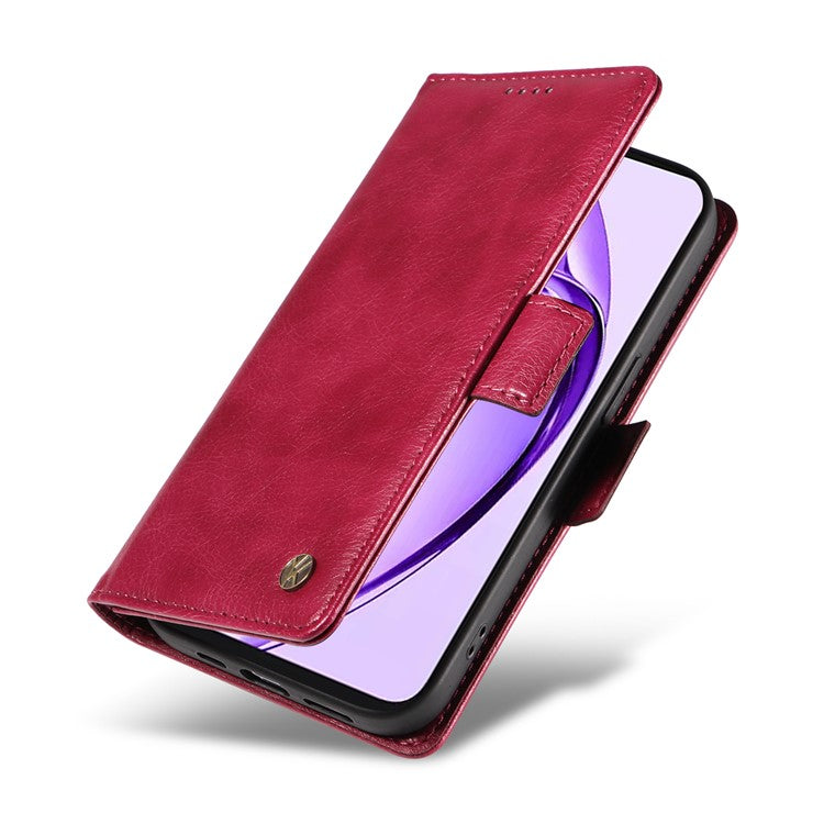 YIKATU YK-007 For Oppo A3 Pro (Global) 5G Case Side Buckle PU Leather Phone Cover Litchi Texture - Wine Red