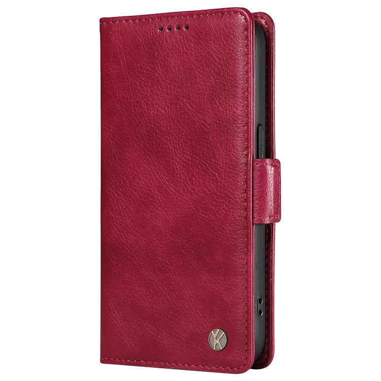YIKATU YK-007 For Oppo A3 Pro (Global) 5G Case Side Buckle PU Leather Phone Cover Litchi Texture - Wine Red