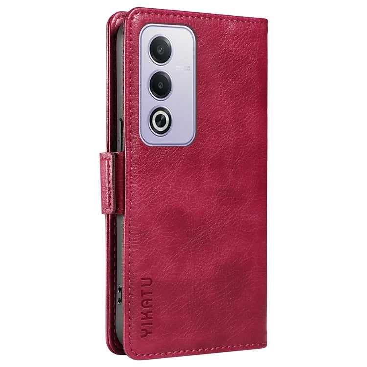 YIKATU YK-007 For Oppo A3 Pro (Global) 5G Case Side Buckle PU Leather Phone Cover Litchi Texture - Wine Red