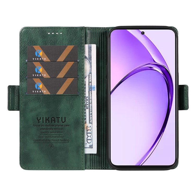YIKATU YK-007 For Oppo A3 Pro (Global) 5G Case Side Buckle PU Leather Phone Cover Litchi Texture - Green