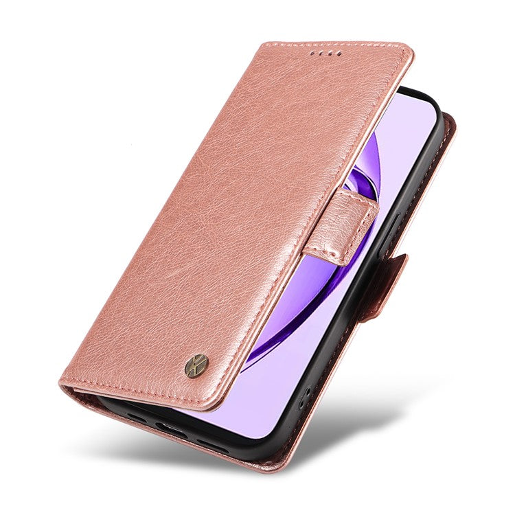 YIKATU YK-007 For Oppo A3 Pro (Global) 5G Case Side Buckle PU Leather Phone Cover Litchi Texture - Rose Gold