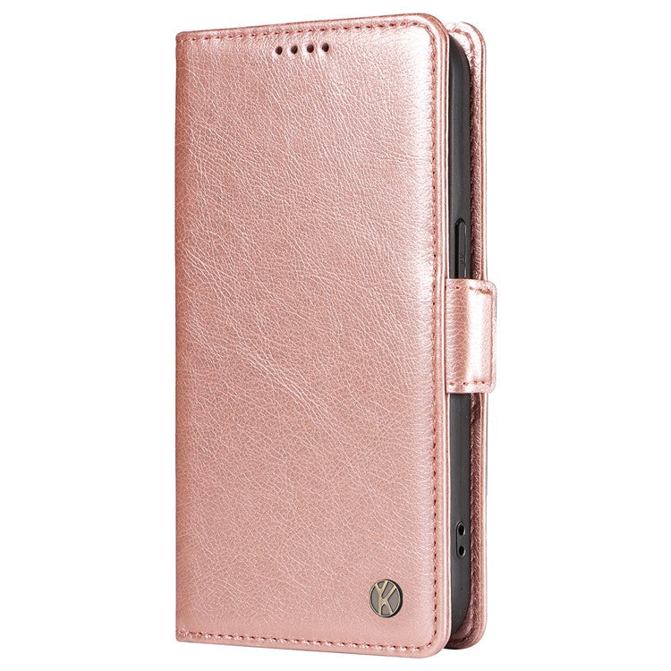 YIKATU YK-007 For Oppo A3 Pro (Global) 5G Case Side Buckle PU Leather Phone Cover Litchi Texture - Rose Gold