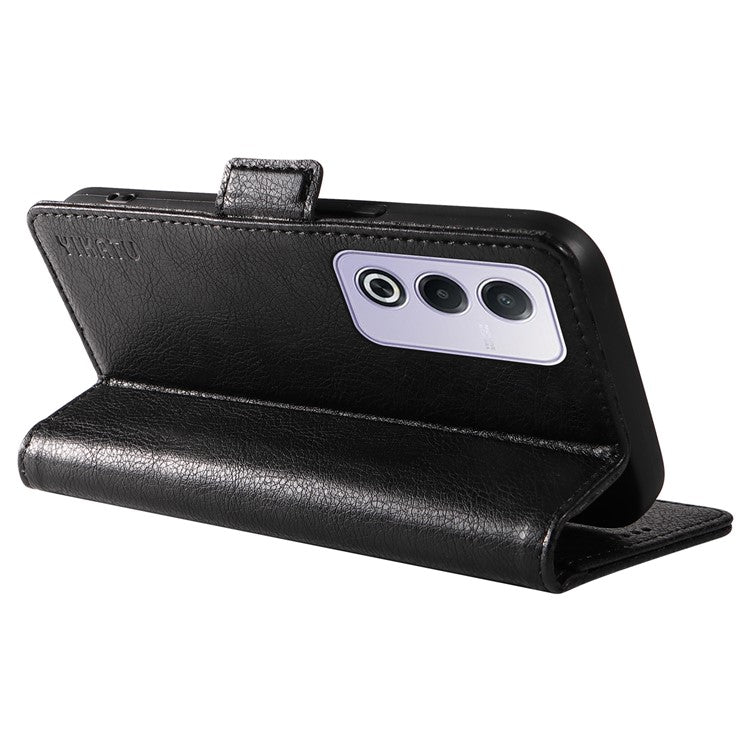 YIKATU YK-007 For Oppo A3 Pro (Global) 5G Case Side Buckle PU Leather Phone Cover Litchi Texture - Black