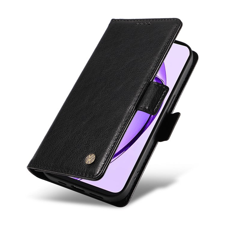 YIKATU YK-007 For Oppo A3 Pro (Global) 5G Case Side Buckle PU Leather Phone Cover Litchi Texture - Black
