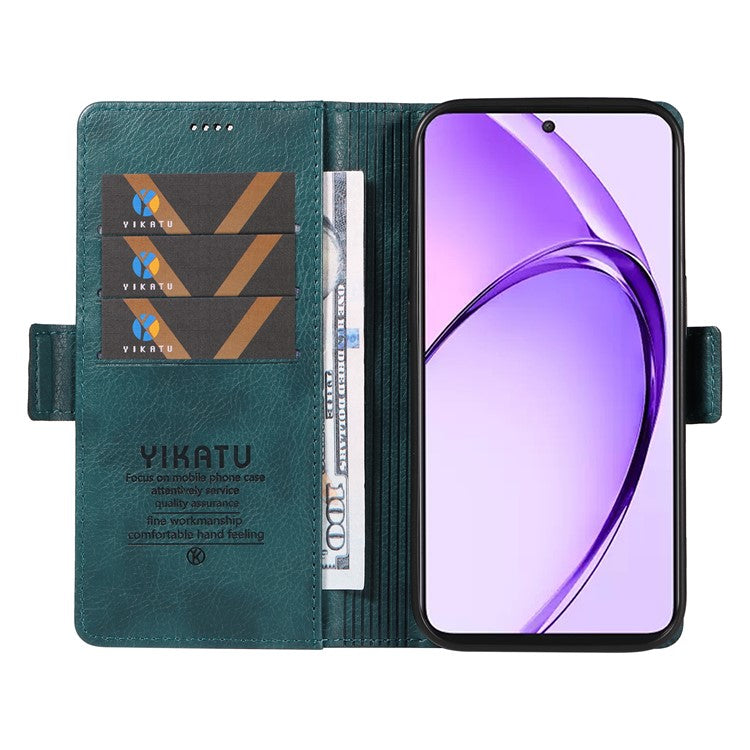 YIKATU YK-007 For Oppo A3 Pro (Global) 5G Case Side Buckle PU Leather Phone Cover Litchi Texture - Blue