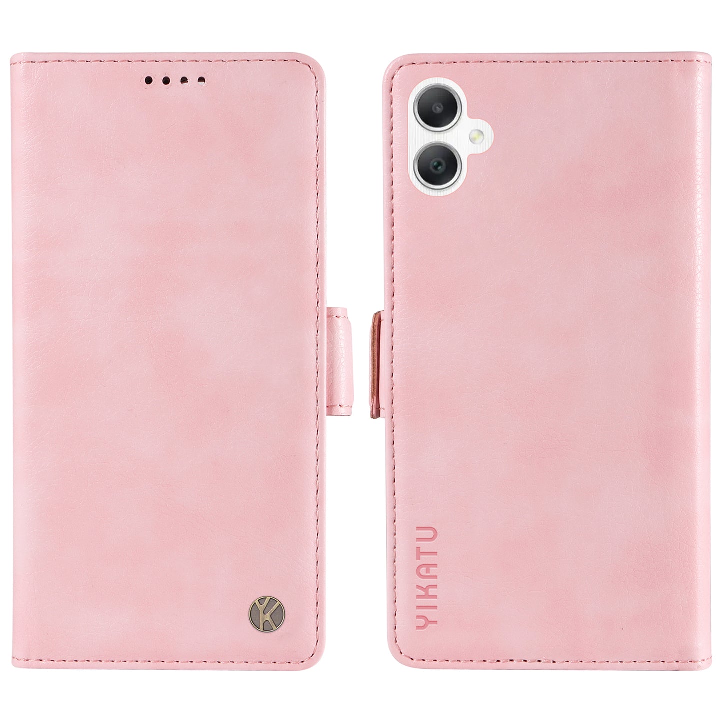YIKATU YK-007 For Samsung Galaxy A06 Case Side Buckle PU Leather Phone Cover Litchi Texture - Pink