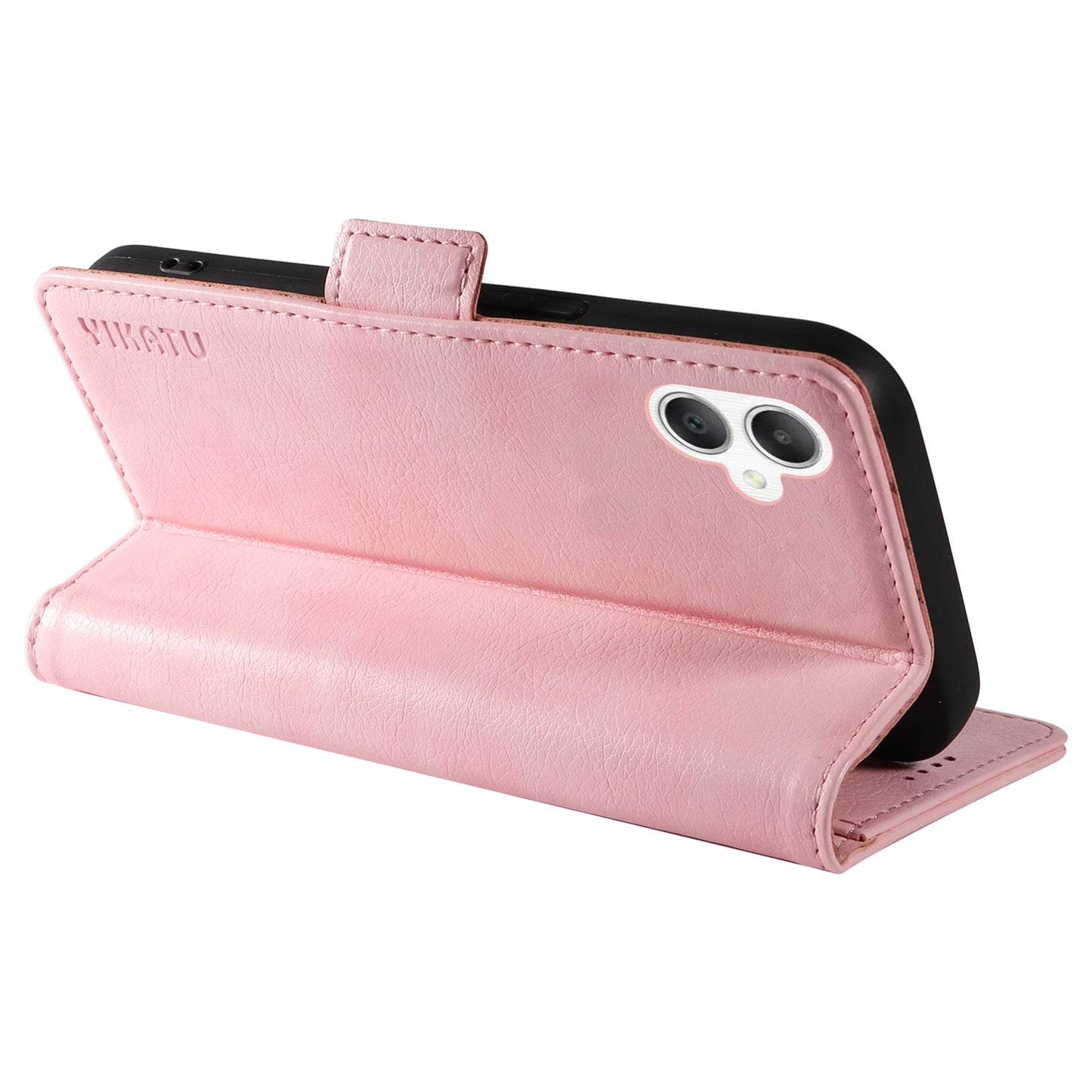YIKATU YK-007 For Samsung Galaxy A06 Case Side Buckle PU Leather Phone Cover Litchi Texture - Pink